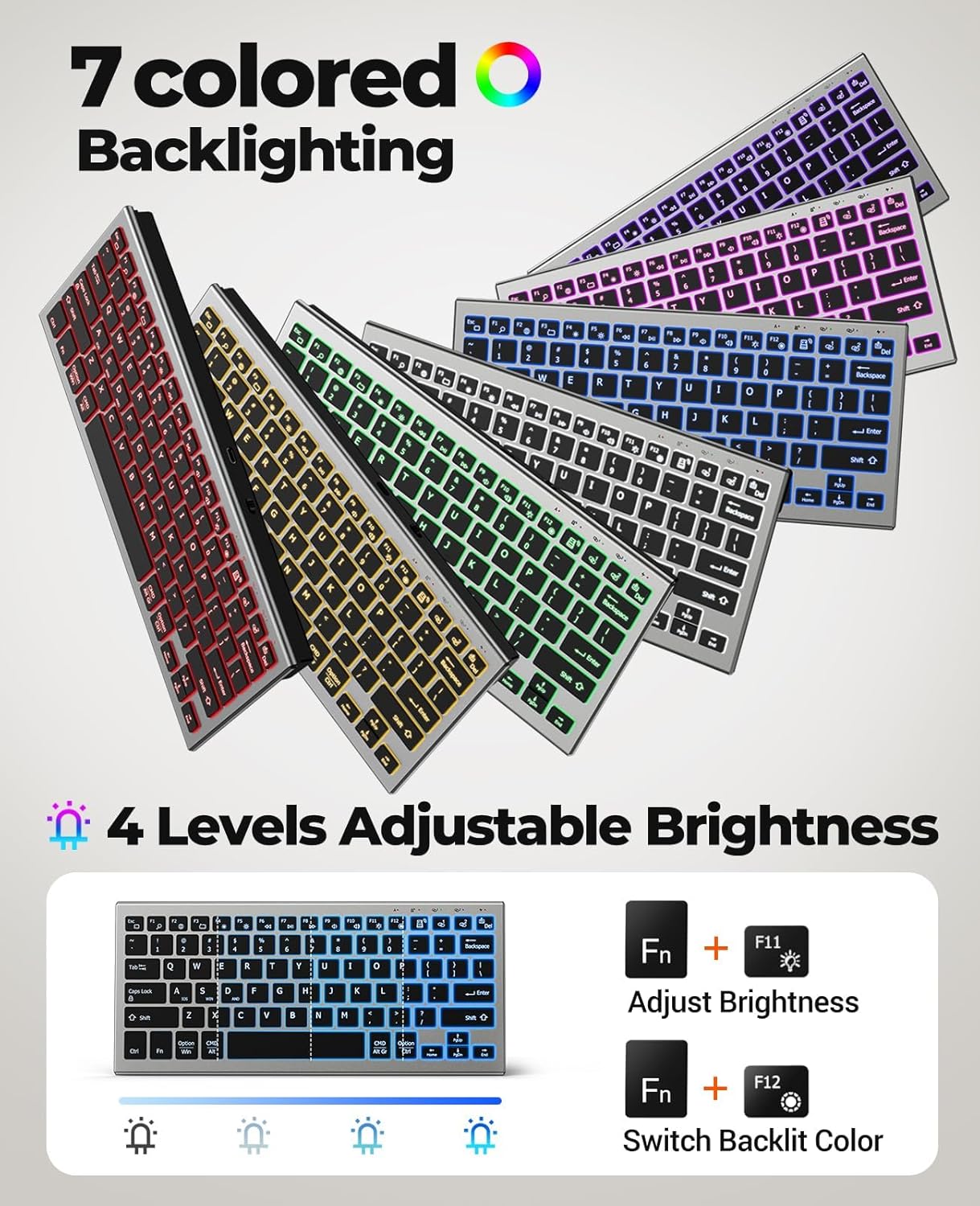 Gaming Keyboard Mouse Wireless - JOMAA Rechargeable Bluetooth & USB Wireless