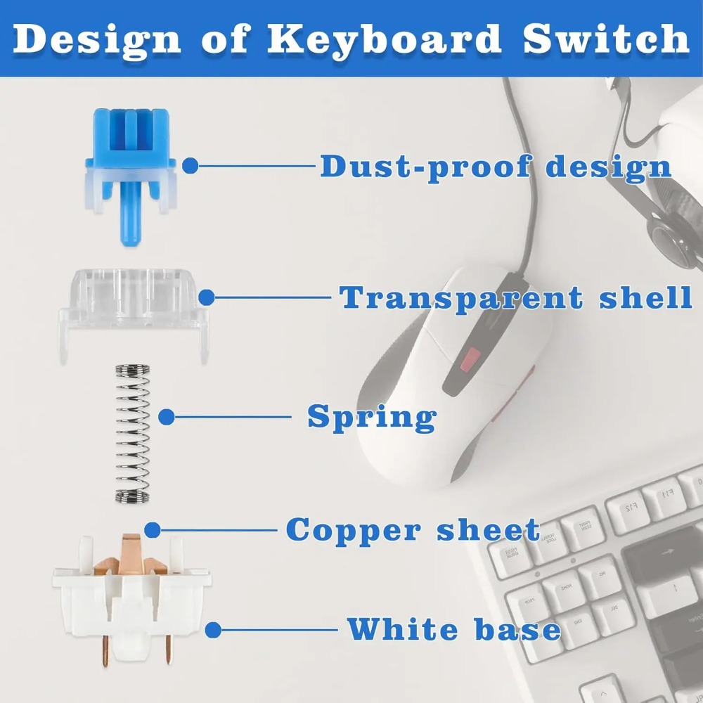 1-150Pcs 3 Pin DIY Mechanical  - огляд і ціна Keyboard Gaming Blue Switch