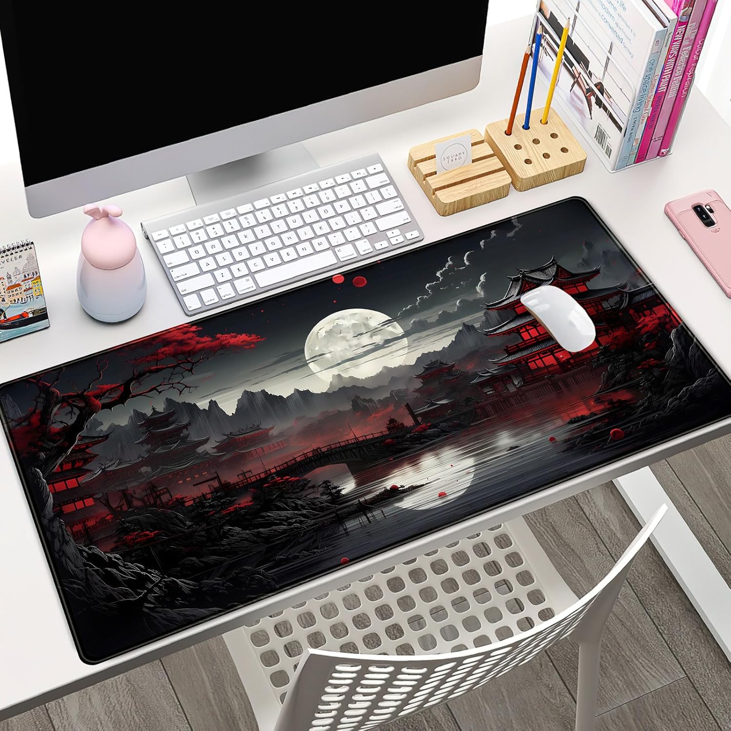 Japanese Desk Mat Riverside Fu - огляд і ціна Gaming Keyboard And Mouse