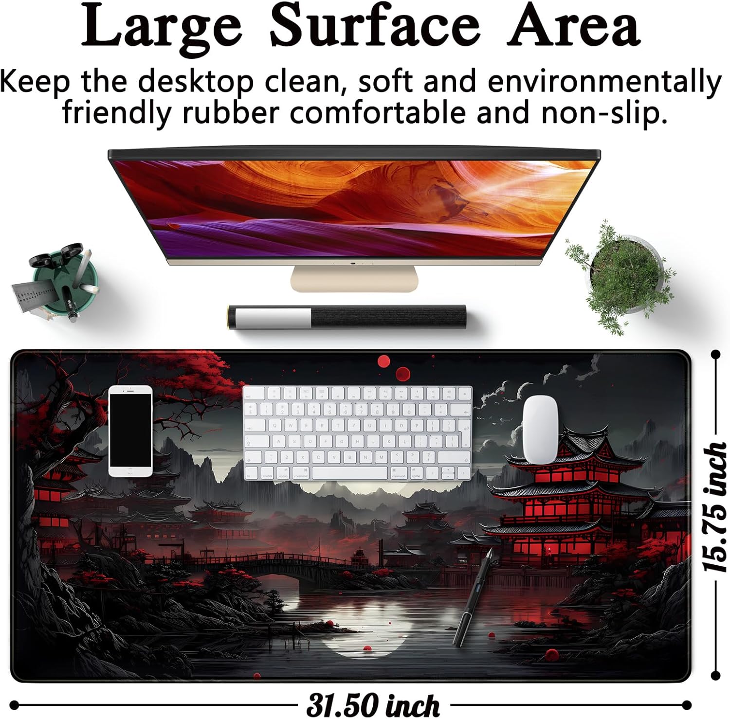 Japanese Desk Mat Riverside Fu - огляд і ціна Gaming Keyboard And Mouse