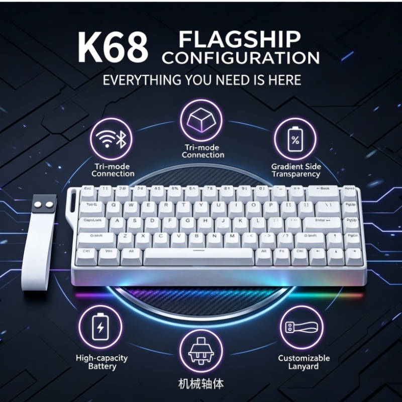 K68 RGB Backlight Three-Dimens - огляд і ціна Gaming Keyboard Blue Switches