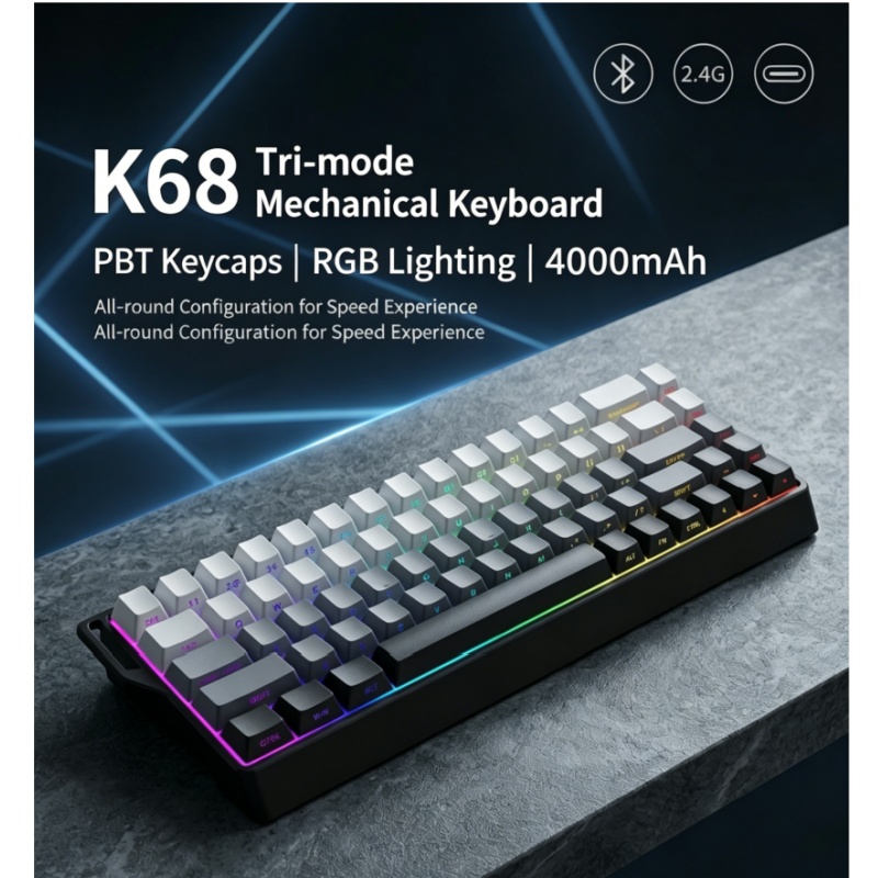 K68 RGB Backlight Three-Dimens - огляд і ціна Gaming Keyboard Blue Switches