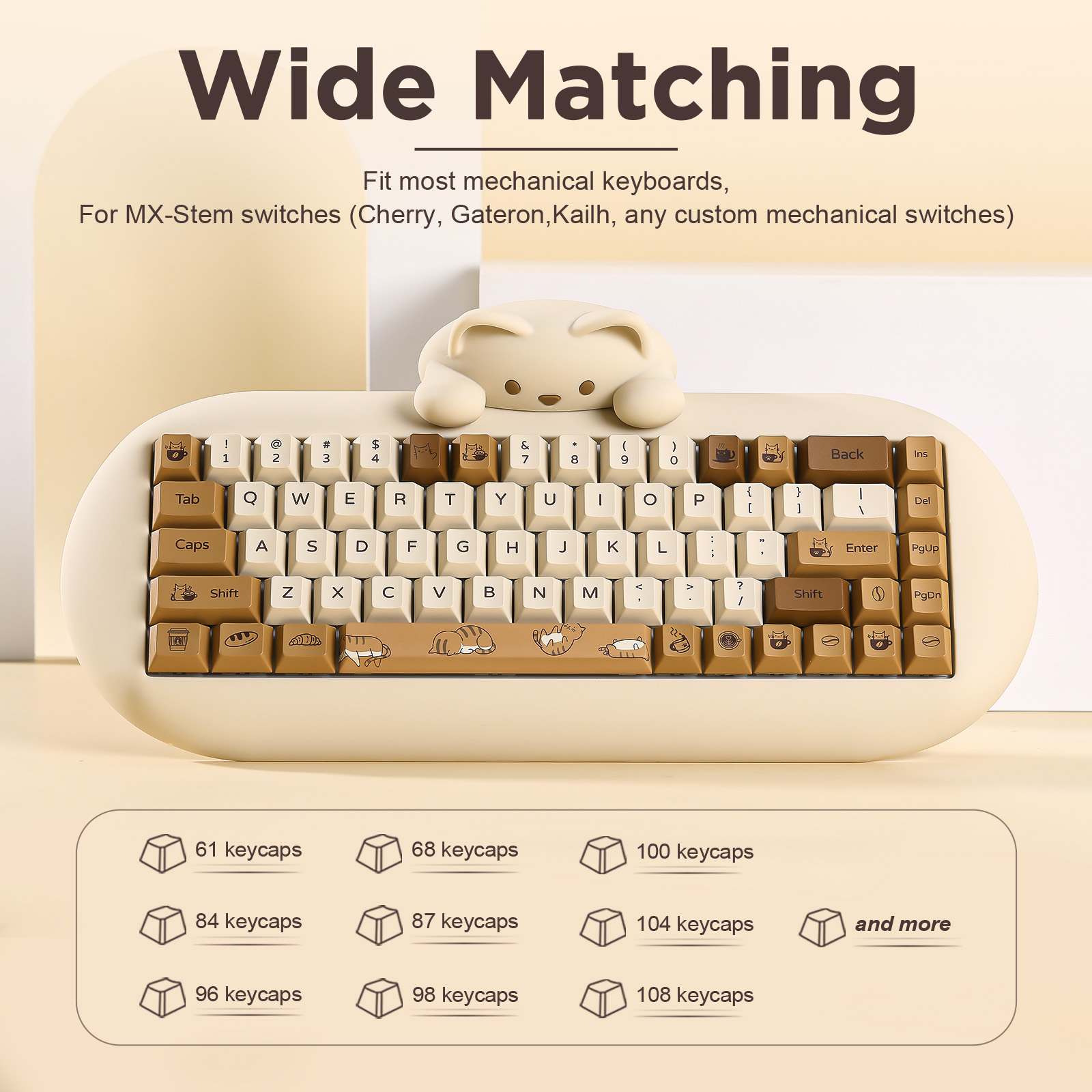 YUNZII Coffee Cat PBT Keycaps, - огляд і ціна Gaming Keyboard Extension