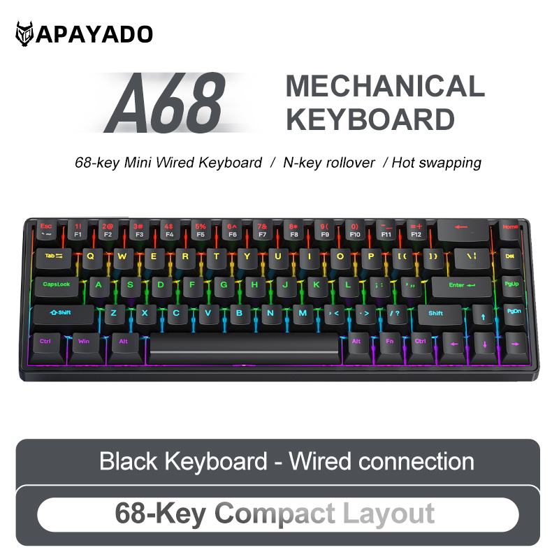 APAYADO A68 Wired Mechanical K - огляд і ціна Keyboard Gaming Blue Switch