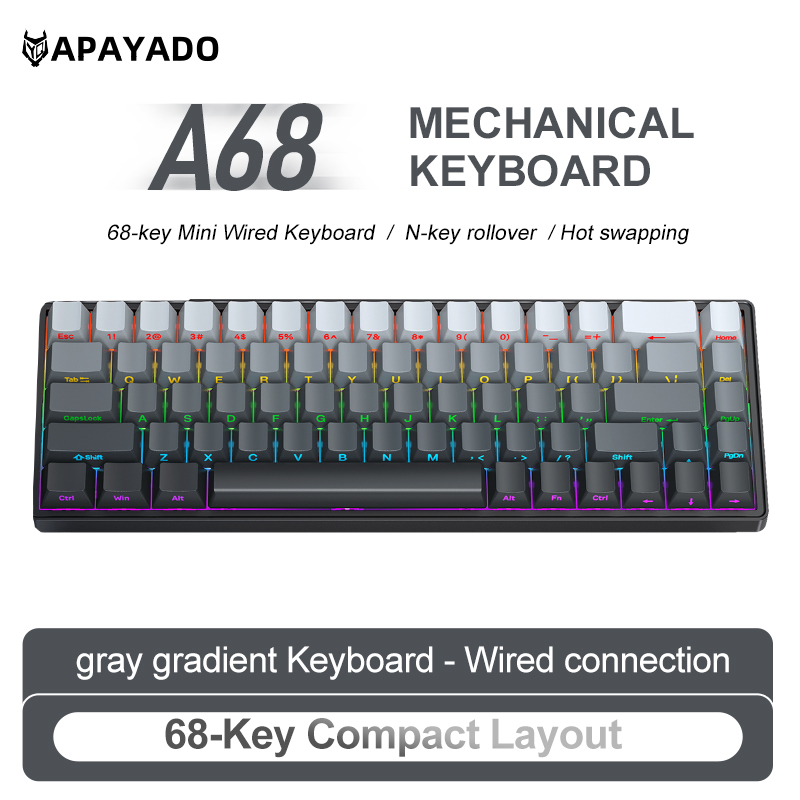 APAYADO A68 Wired Mechanical K - огляд і ціна Keyboard Gaming Blue Switch